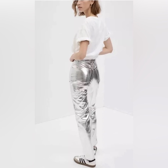 GAP Women's cheeky straight high rise Silver Pants 10p - Picture 5 of 11